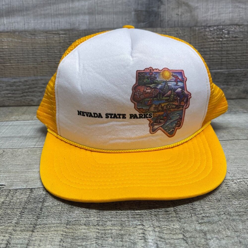 Nevada State Park Trucker Hat Yellow White Snapback Adjustable Cap